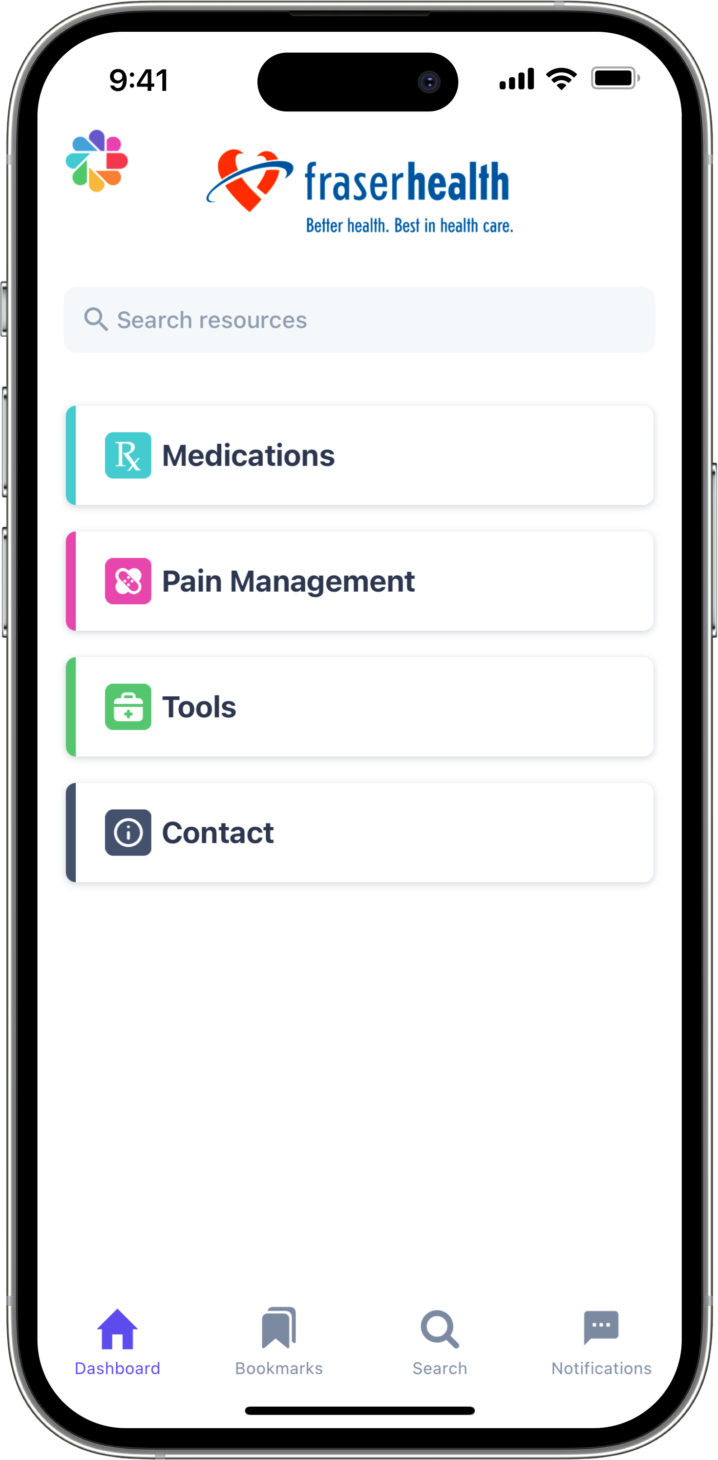 Firstline ID mobile app for Fraser Health - Pain and Opioid Stewardship